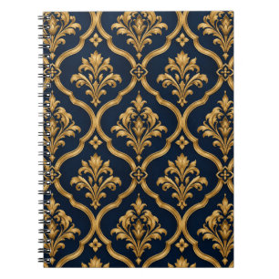 Carnet Design de motif vintage élégant en or et damas mar