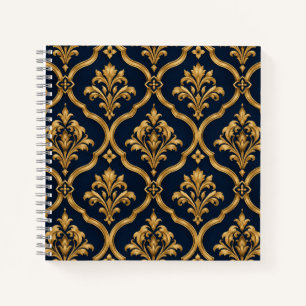 Carnet Design de motif vintage élégant en or et damas mar