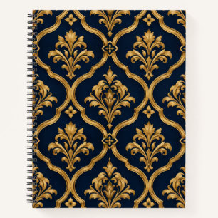 Carnet Design de motif vintage élégant en or et damas mar