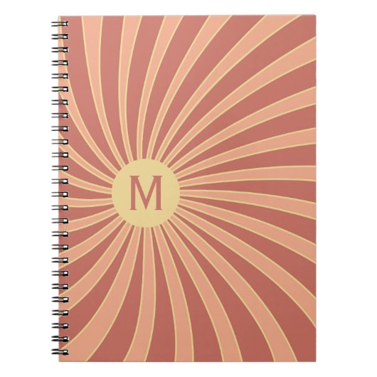Carnet Design de solarium de style rétro rose et orange (Devant)