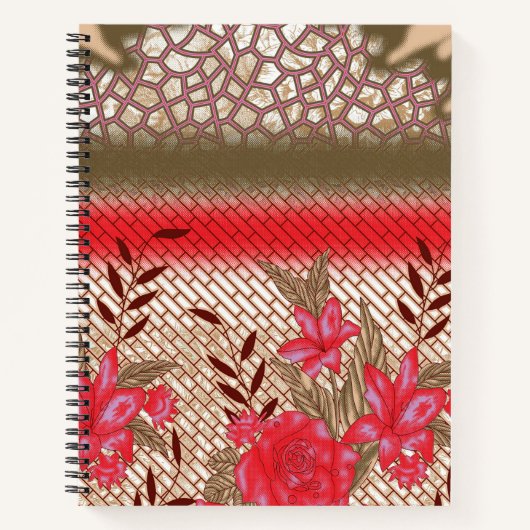 Carnet Design de tissu complexe avec motifs floraux (Devant)
