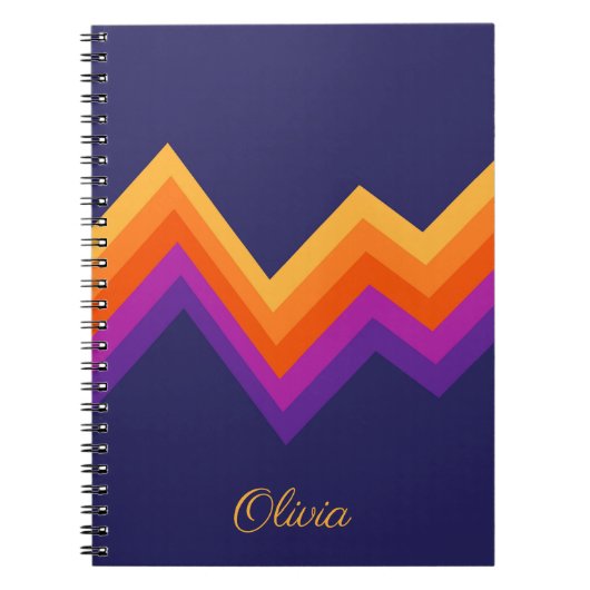 Carnet Design de zigzag rouge, orange et jaune rétro (Devant)
