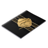 Carnet Design élégant à monogramme noir et or (Côté gauche)