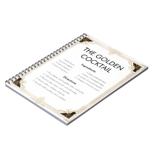 Carnet Design élégant Art Déco Reco Recette (Côté gauche)