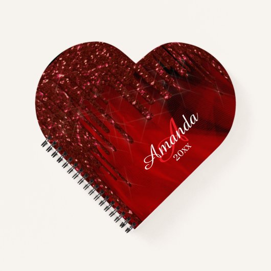Carnet Design élégant rouge scintillant (Devant)