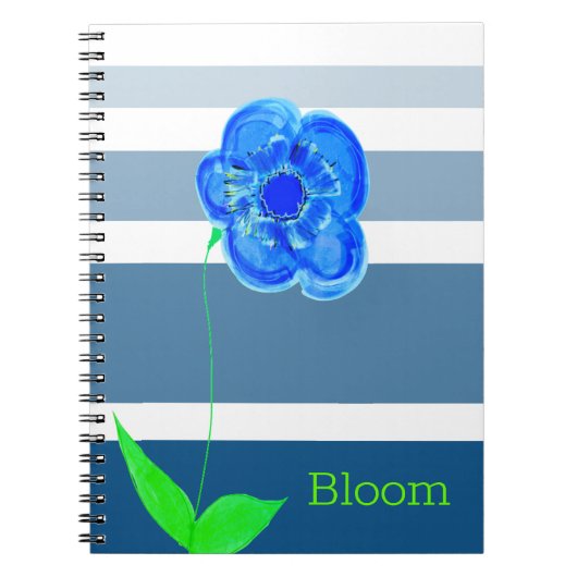 Carnet Design en fleurs bleues (Devant)
