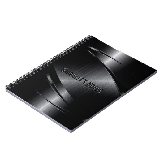 Carnet Design en métal noir look acier inoxydable (Côté gauche)