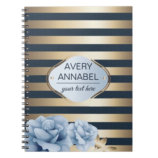 Carnet Design Floral Gold Stripe (Devant)