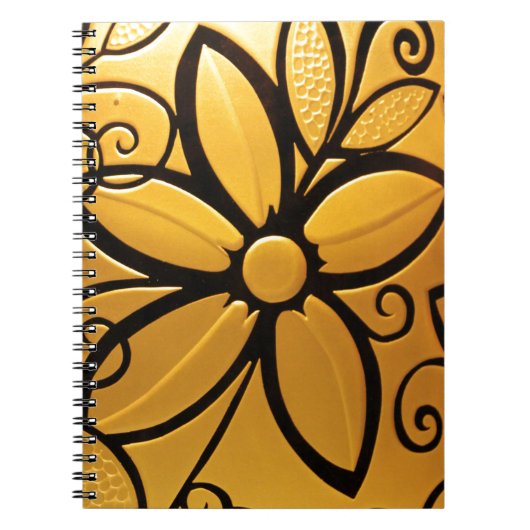 Carnet Design floral jaune doré (Devant)