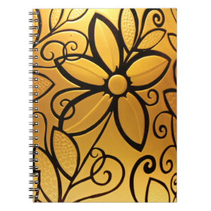 Carnet Design floral jaune doré