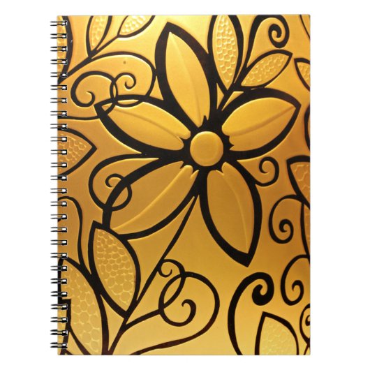 Carnet Design floral jaune doré (Devant)