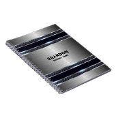 Carnet Design géométrique industriel gris métallique Mono (Côté Droit)