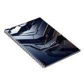 Carnet Design géométrique moderne noir et gris, nom et te (Côté Droit)