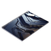 Carnet Design géométrique moderne noir et gris, nom et te (Côté gauche)
