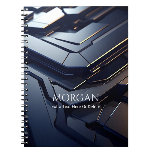 Carnet Design géométrique moderne noir et gris, nom et te (Devant)