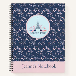 Carnet Design inspiré de Paris Nom personnalisé