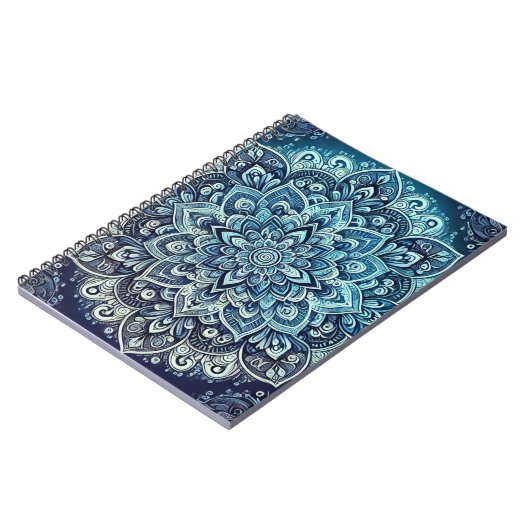 Carnet Design Mandala dégradé bleu (Côté gauche)