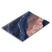 Carnet Design Marbré Abstrait Navy et Or Rose (Côté gauche)
