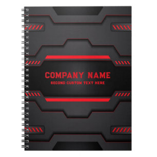 Carnet Design métallique noir et rouge