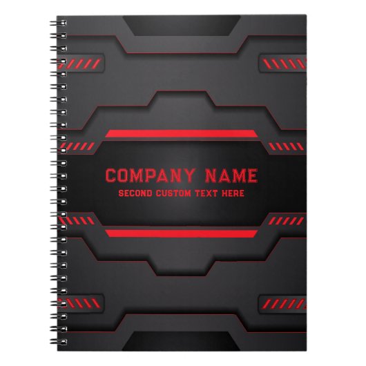 Carnet Design métallique noir et rouge (Devant)