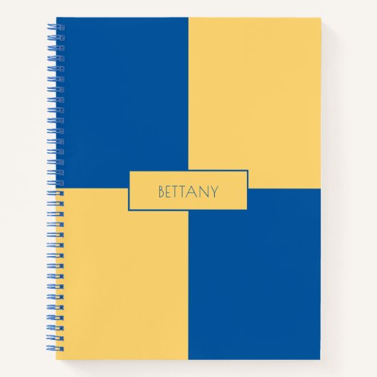 Carnet Design moderne À damiers bleu et jaune (Devant)
