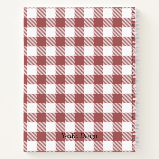 Carnet Design moderne monogrammed Farmhouse rouge tartan (Dos)