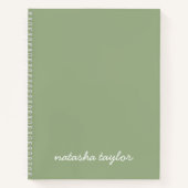 Carnet Design moderne Sage vert Script Monogramme Nom (Devant)