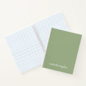 Carnet Design moderne Sage vert Script Monogramme Nom (Intérieur)