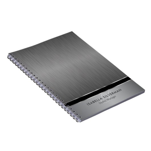 Carnet Design Monogramme Exécutif - Acier Brush (Côté Droit)