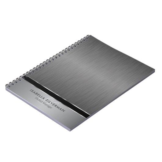 Carnet Design Monogramme Exécutif - Acier Brush (Côté gauche)