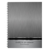 Carnet Design Monogramme Exécutif - Acier Brush (Devant)