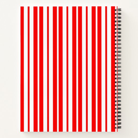 Carnet Design Motif de bandes verticales blanc rouge (Dos)