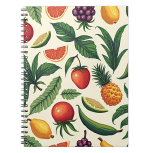 carnet design motif de fruits tropicaux