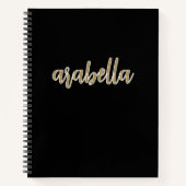 Carnet Design noir élégant avec script or (Devant)