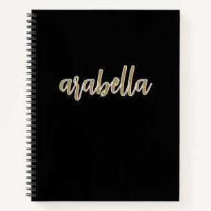 Carnet Design noir élégant avec script or