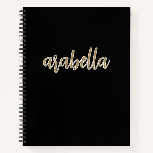 Carnet Design noir élégant avec script or (Devant)