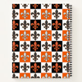 Carnet Design Orange Noir Blanc À damiers Fleur de lis (Dos)