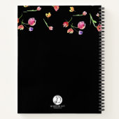 Carnet Design personnalisé de fleur d'aquarelle avec nom (Dos)