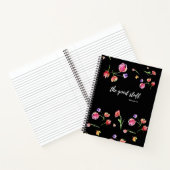 Carnet Design personnalisé de fleur d'aquarelle avec nom (Intérieur)
