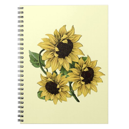 Carnet Design vintage de tournesol (Devant)