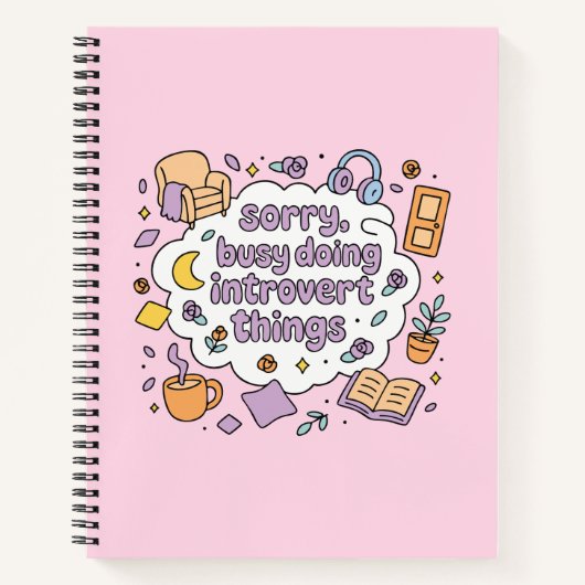 Carnet Désolé, occupé à faire des trucs d'introverti (Devant)