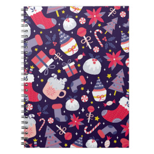 Carnet desserts de Noël, motif étoilé vintage.