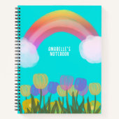 Carnet Dessin à la main Couleur de l'eau Tulipes arc-en-c (Devant)