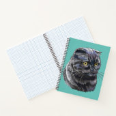 Carnet Dessin à la main drôle chatte noir moelleux. (Intérieur)