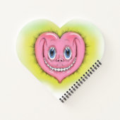 Carnet Dessin à la main souriant mignon rose I coeur (Dos)