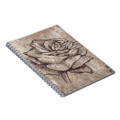 Carnet Dessin à l'encre de rose rustique (Côté Droit)