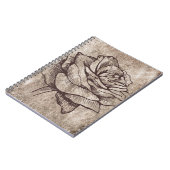 Carnet Dessin à l'encre de rose rustique (Côté gauche)