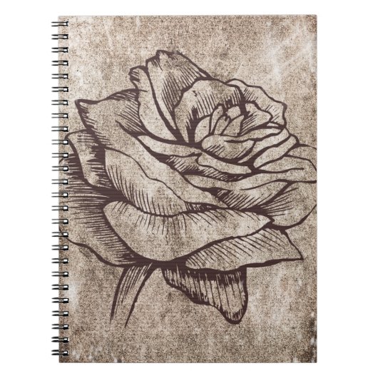 Carnet Dessin à l'encre de rose rustique (Devant)