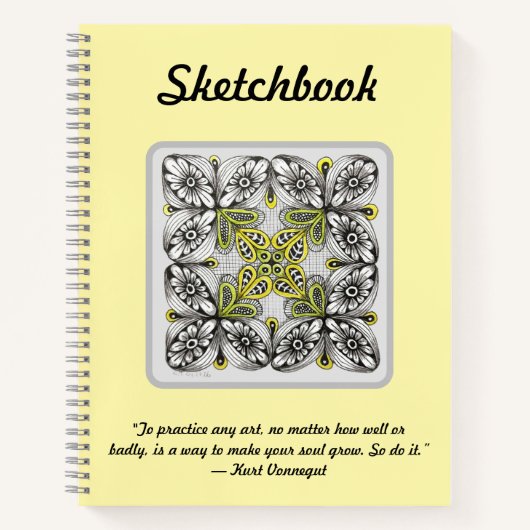 Carnet Dessin à main levée de fleurs et abeilles (Devant)