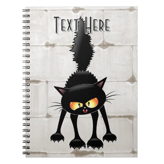 Carnet Dessin animé de chat noir drôle et féroce (Devant)